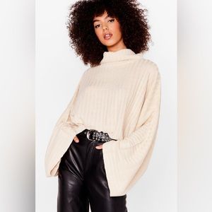 Nasty Gal Batwing Chunky Sweater NWT Cream Size M